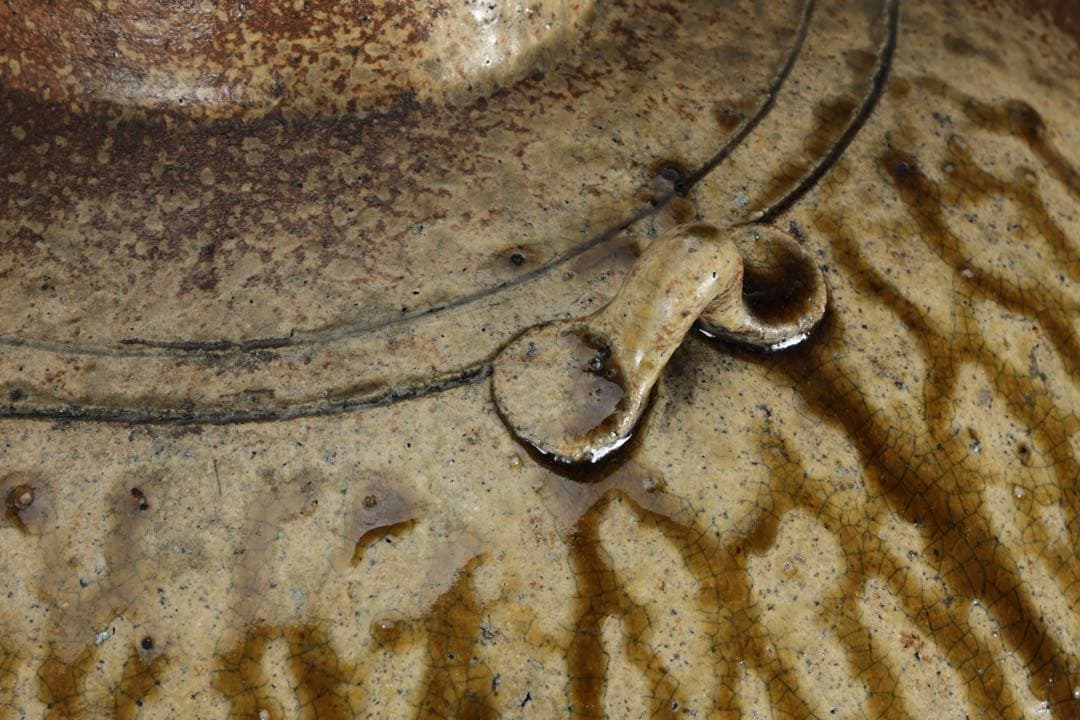 古伊賀 ビードロ自然釉 四耳大壺 47cm 壷 伊賀焼 時代物 古美術 骨董品