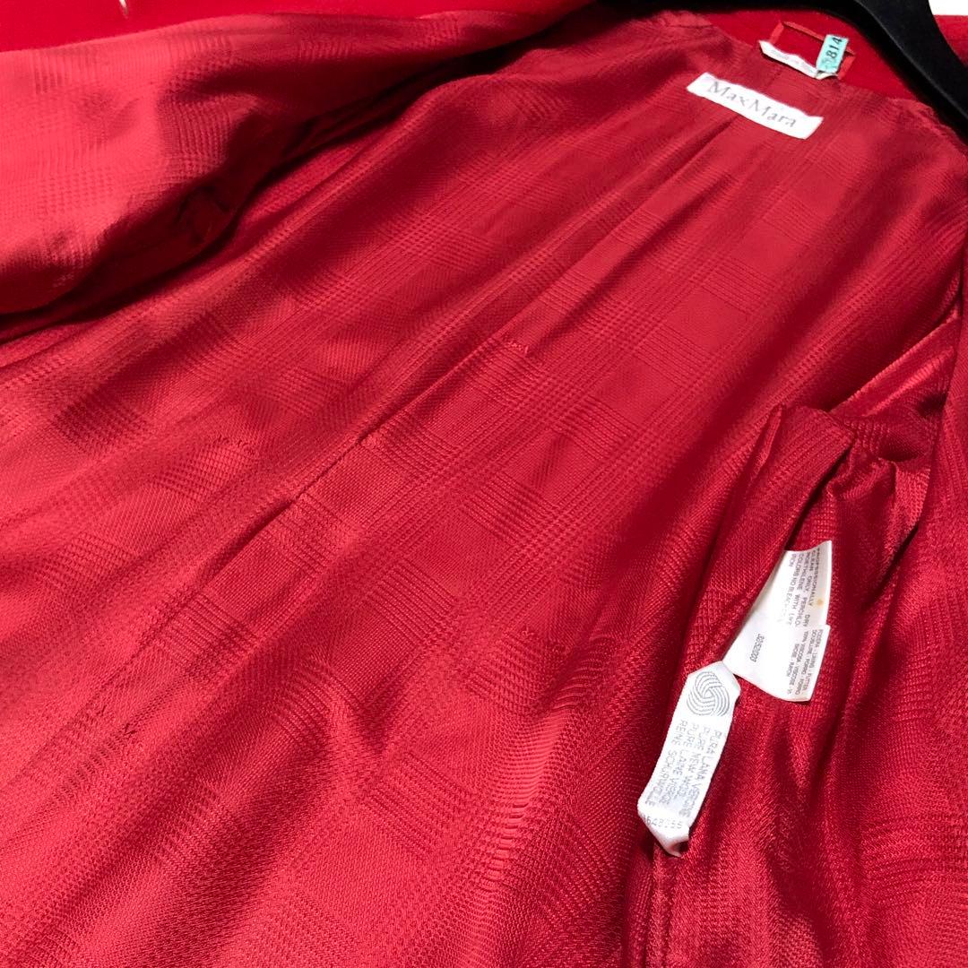 極美品　白タグ　マックスマーラ　チェスターコート　ヴァージンウール100%　赤