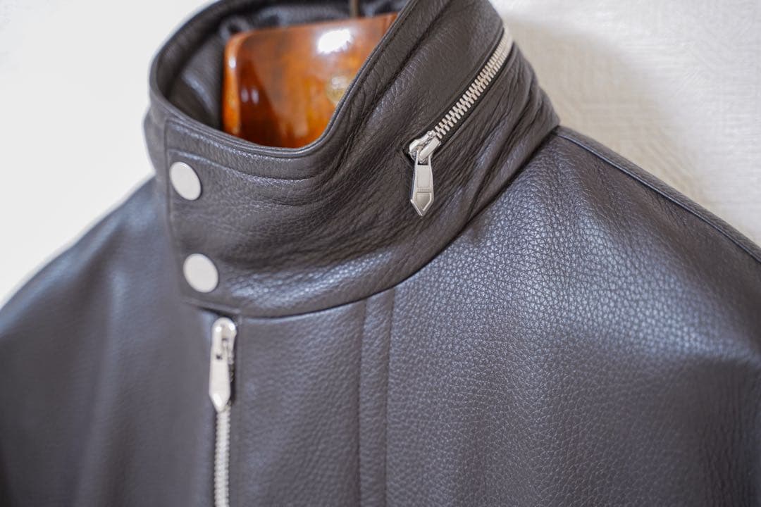 HERMÈS エルメス レザーブルゾン 48 ディアスキン ジャケット ブラウン