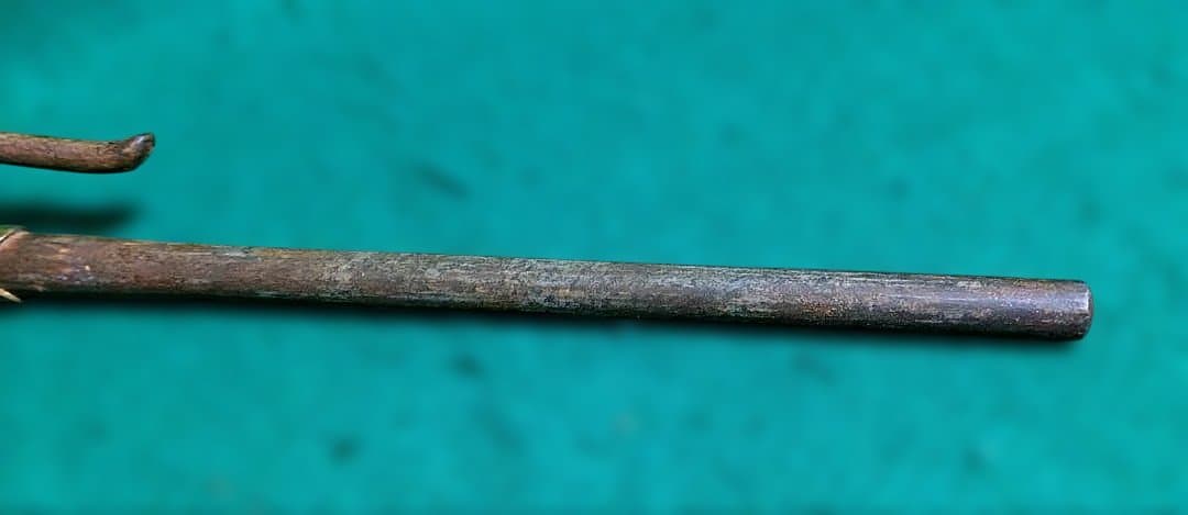 真鍮と鉄製のフック付き棒 　十手　時代物