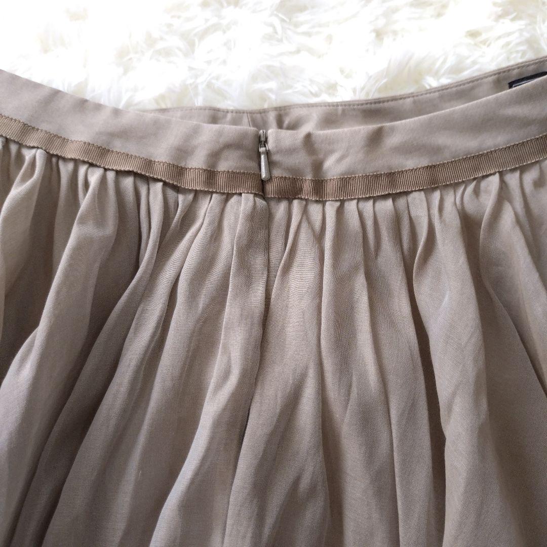 フォクシー コットンシルク混 シアーサーキュラースカート 38 ベージュ