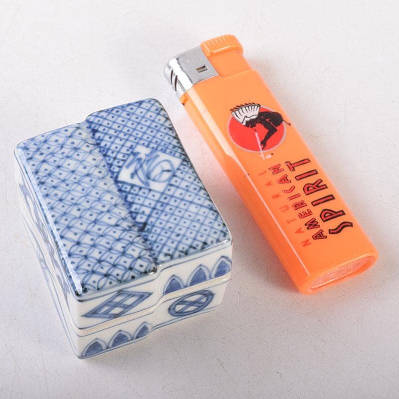 茶道具　京焼　高野昭阿弥造　染付　柚子木香合　共箱　V　8119