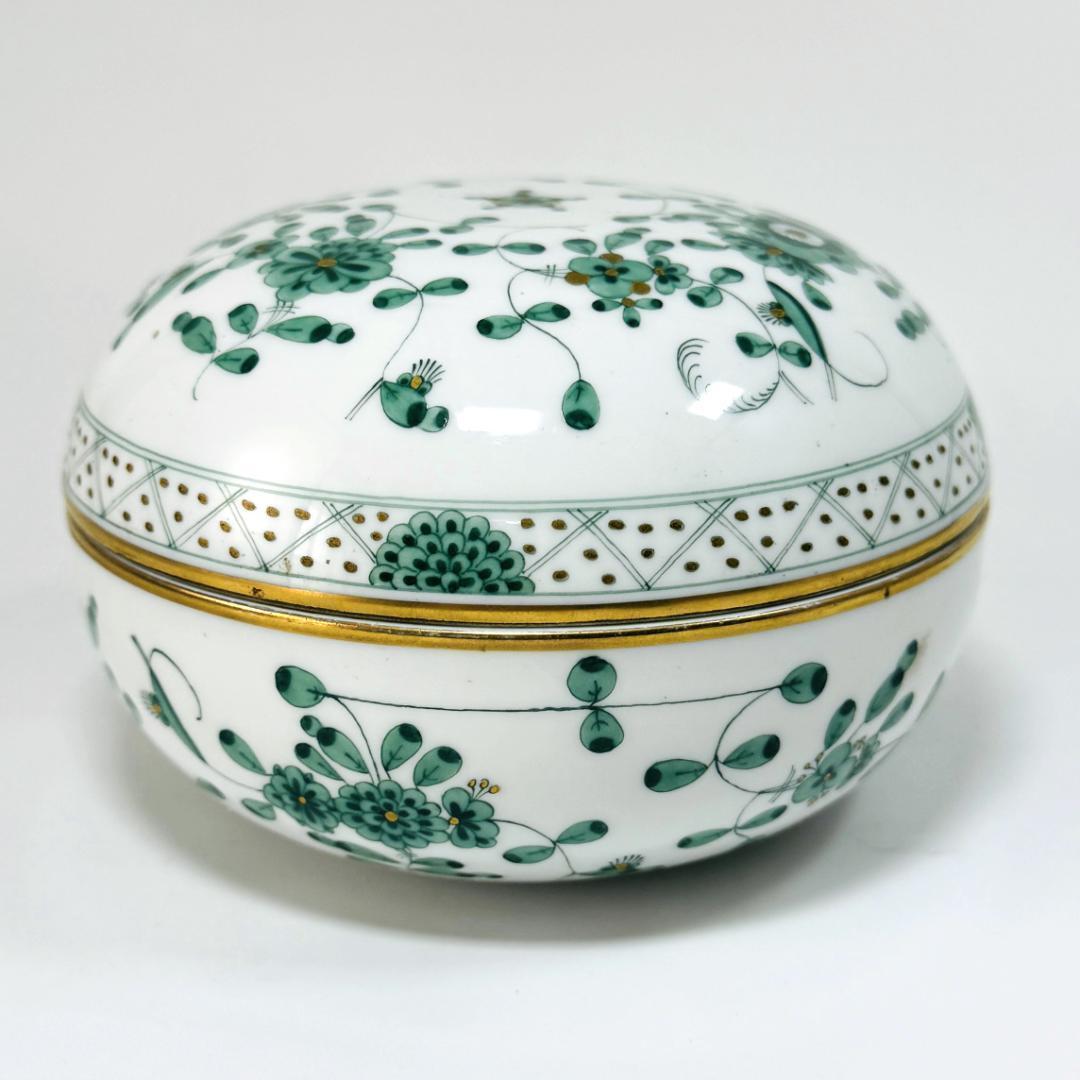 マイセン/1級品/インドの華/リッチグリーン/シュガーポット/蓋付/アンティーク