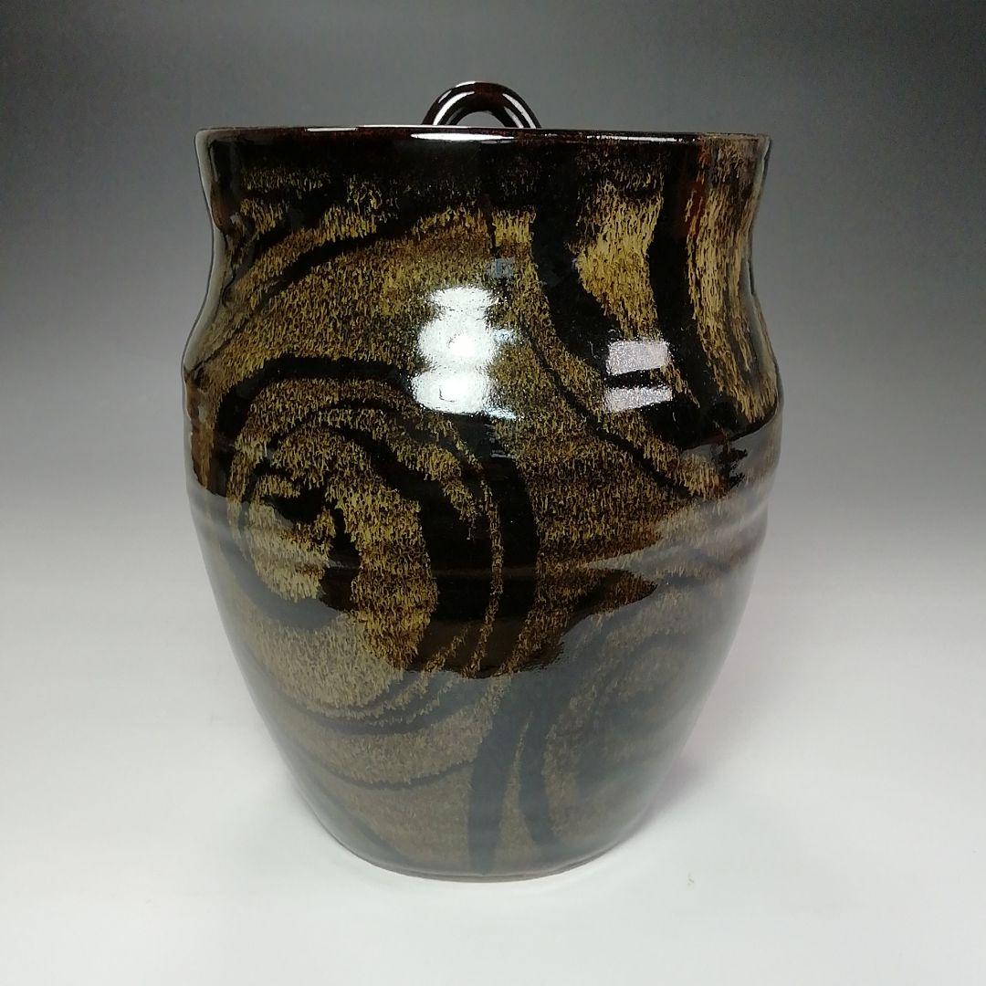 Ｓ６４１　水指　『織部』『郷之窯　水野建二作』　共箱　茶道具