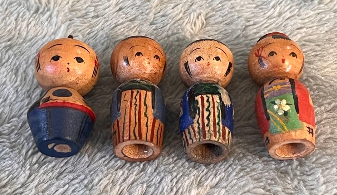 ミニチュアこけし15体　木製　手作り　首振りこけし　最小1センチ　昭和30年代