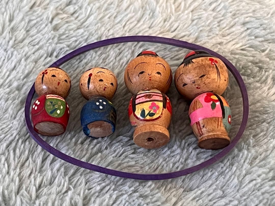 ミニチュアこけし15体　木製　手作り　首振りこけし　最小1センチ　昭和30年代