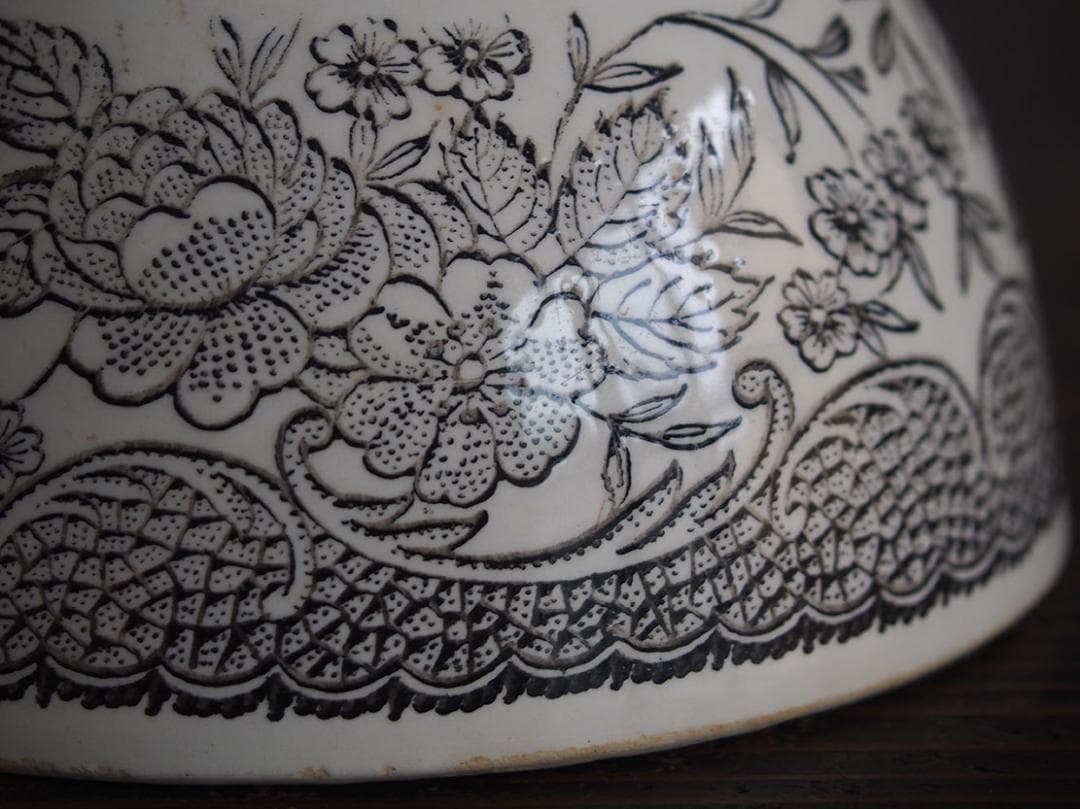 しろくま___グリザイユ カフェオレボウル トランスファーウエア/K275