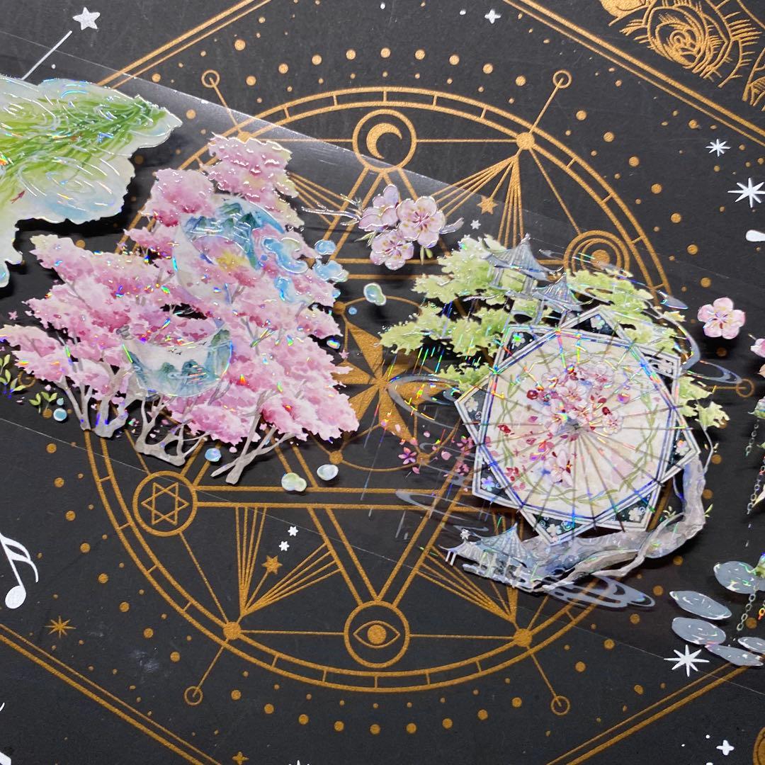 【9254】海外　マステ　中古巻　貝殻光マスキングテープ　半透明　自然風景