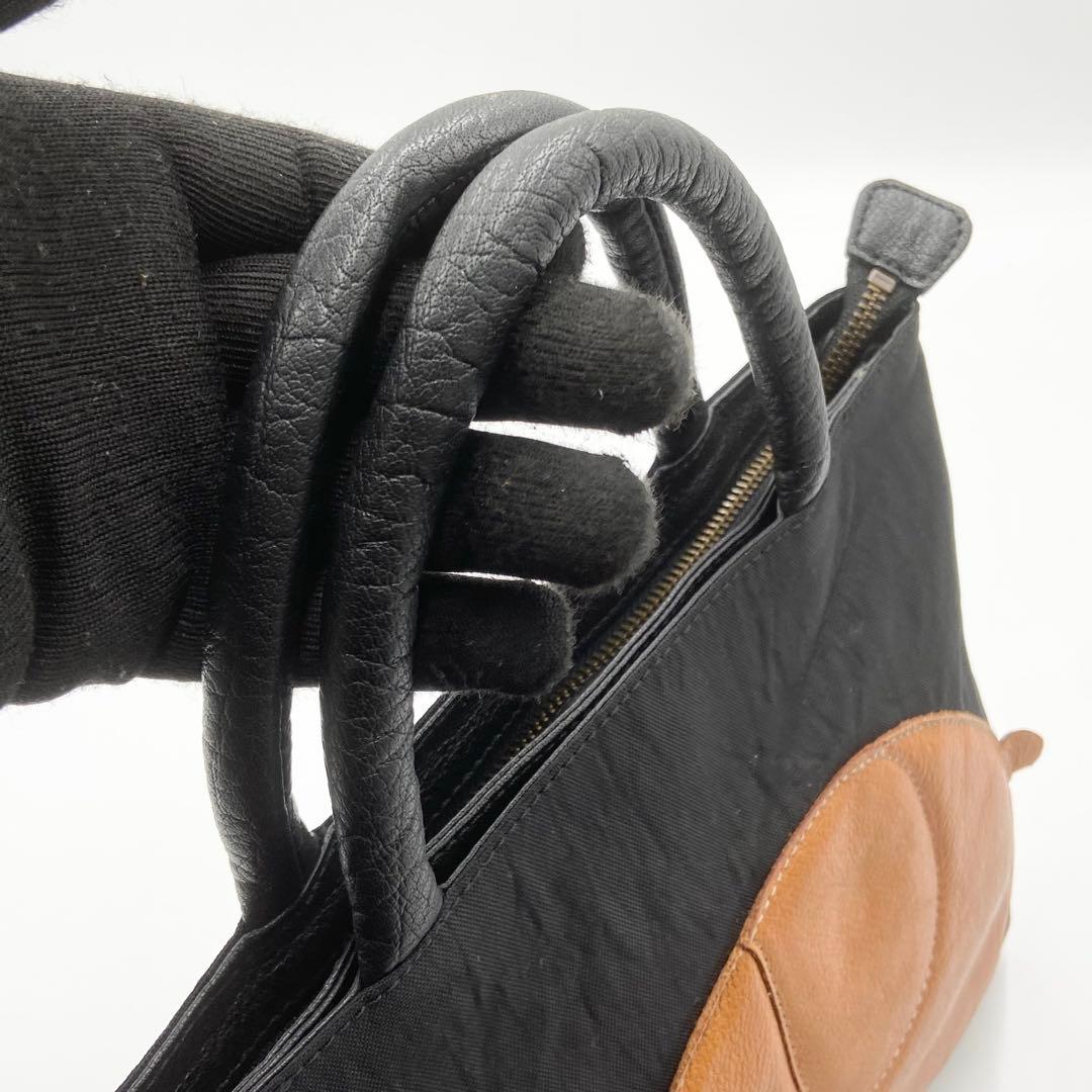 極美品　IBIZA イビサ　ゾウ　ハンドバッグ　ナイロン　レザー　ブラック