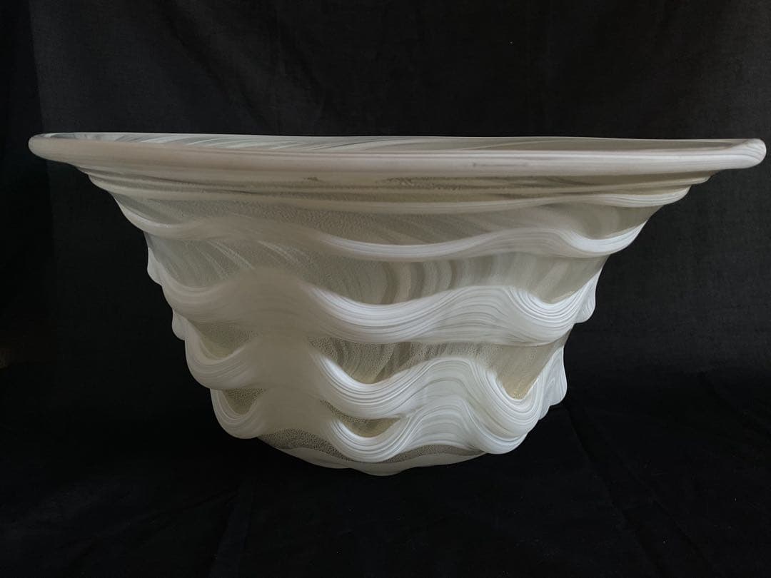 一点物大作！黒木国昭(1945~)「手吹きガラス花器」供箱入