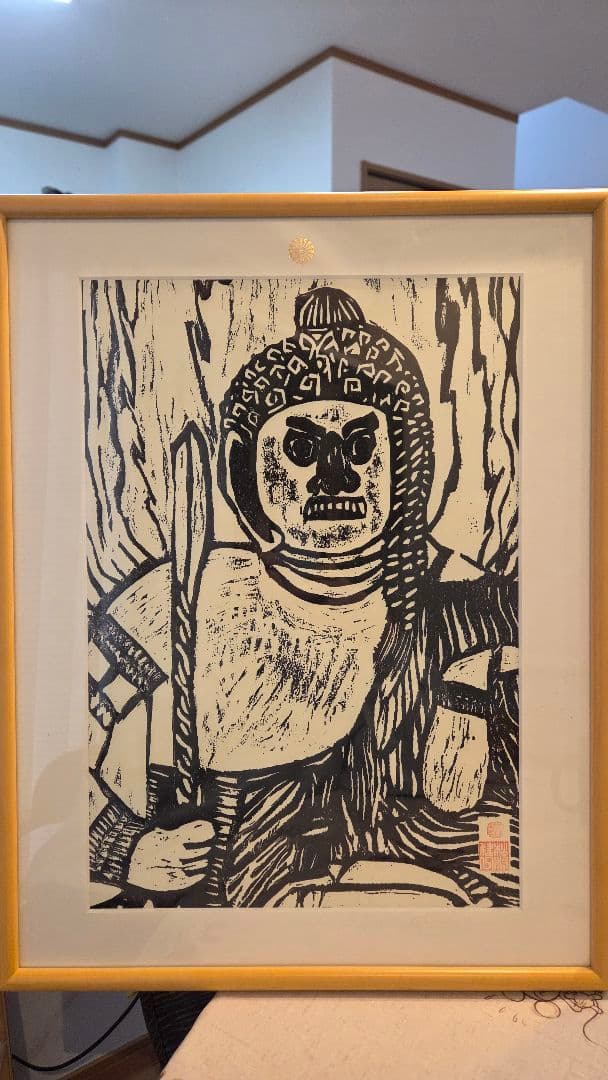 木版画 武士 黒白