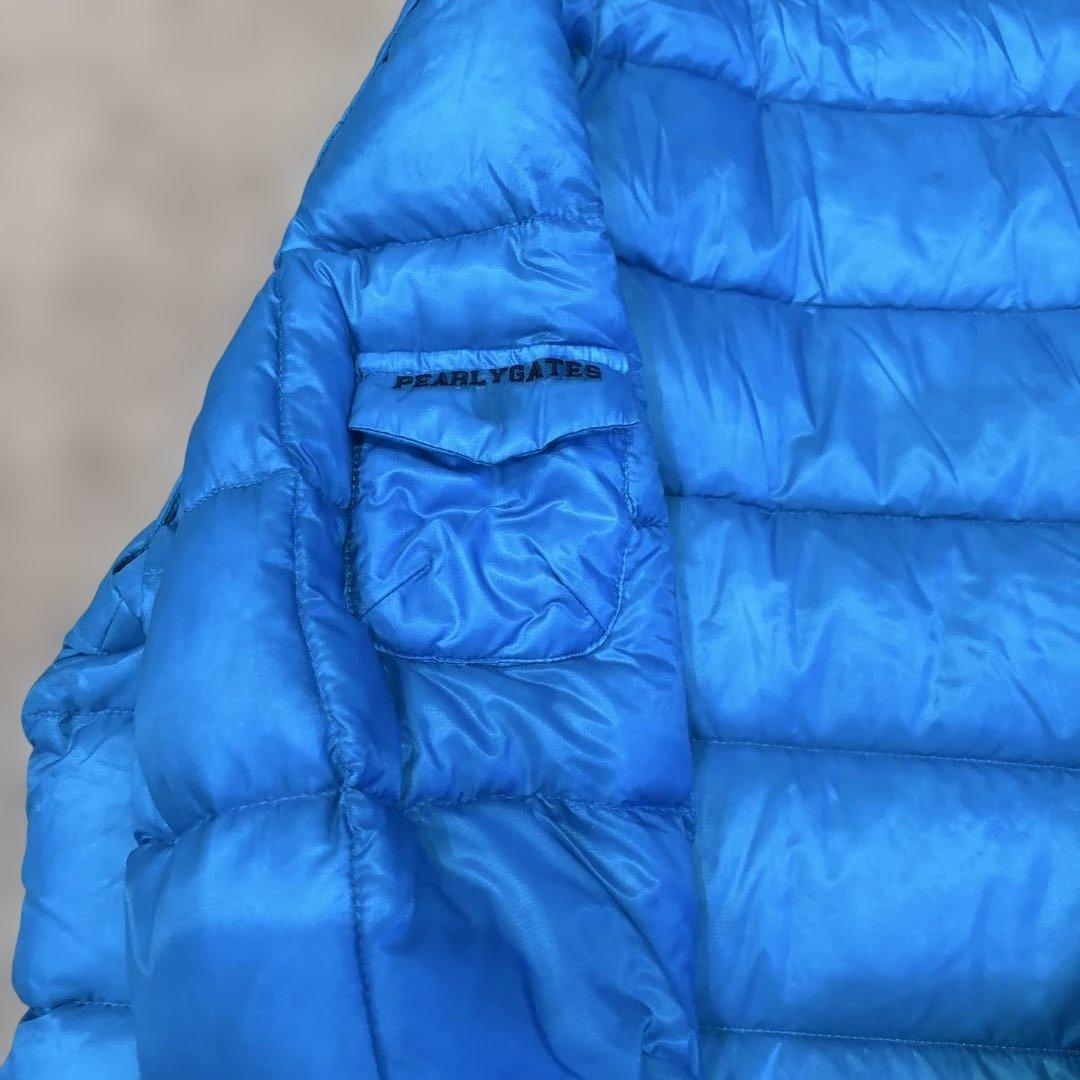 パーリーゲイツPG 青緑色ダウンジャケット　ロゴ入り　袖着脱可　ダウンベスト　M