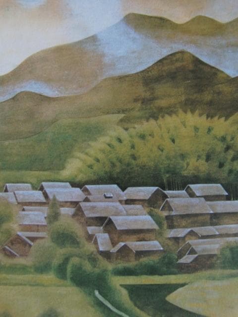 上原卓、【しぐれる里】、希少な額装用画集より、新品額装付、状態良好