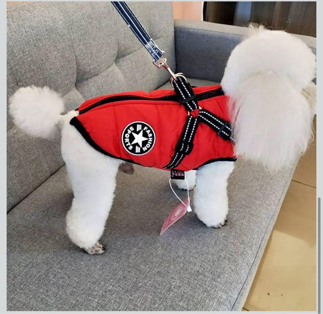 犬服 綿服コート 防水ジャケット 暖かい ペット服 2XL 赤色