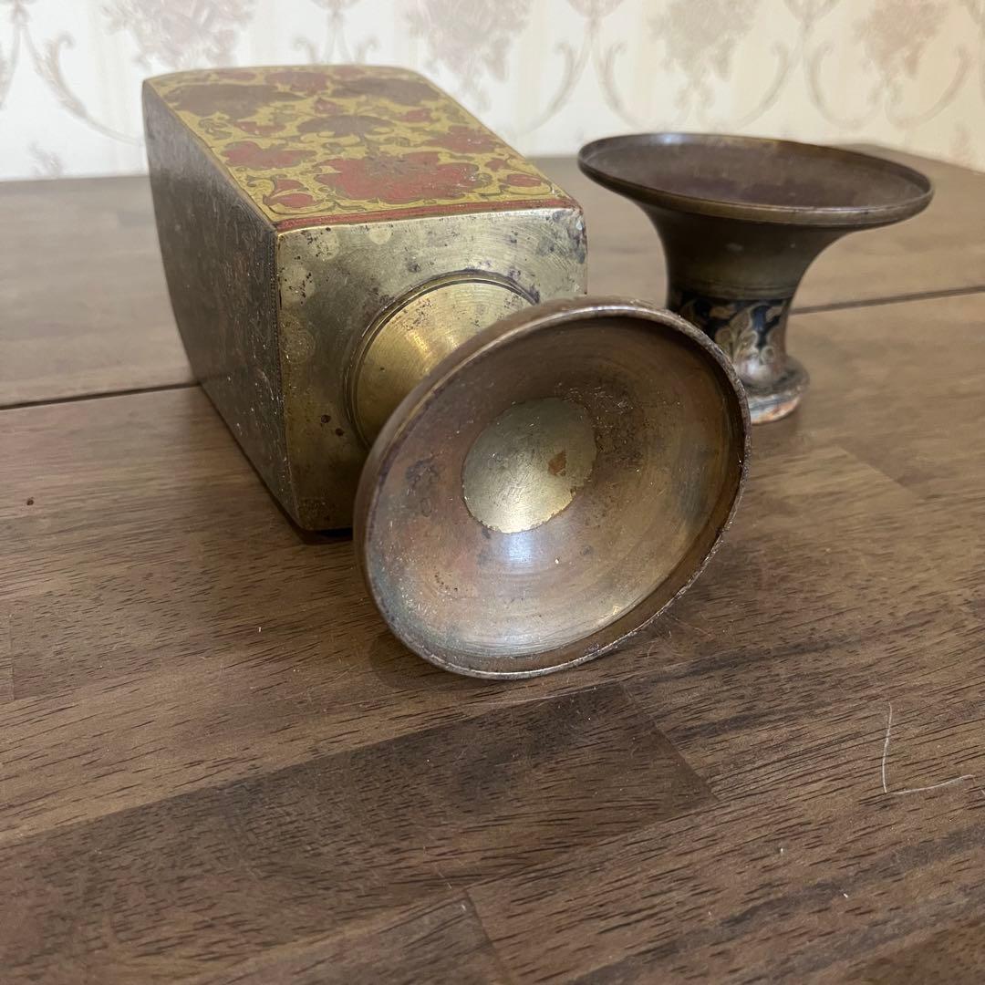 【アンティーク】真鍮製？ 花瓶 花器 花入 オブジェ 古道具 古美術 骨董品