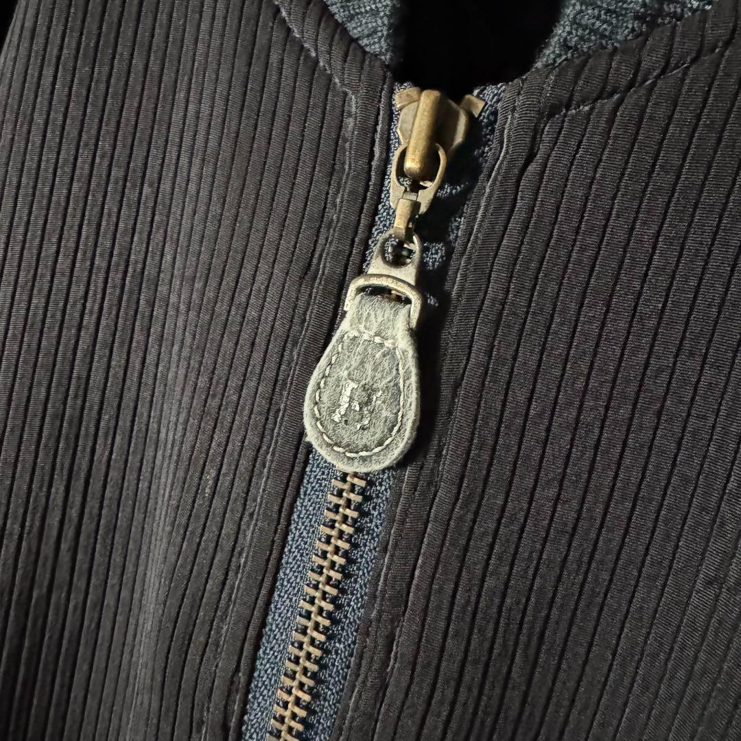 ハーディエイミス ブルゾン ベロア切替 刺繍 裏地キルティング ネイビー XL