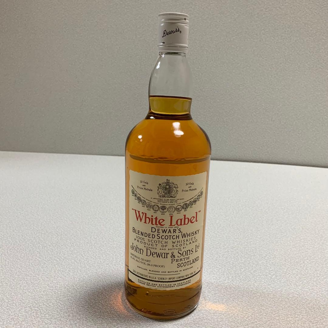 ★未開栓 デュワーズ ホワイトラベル ウイスキー 旧ボトル 黒紋章 白キャップ