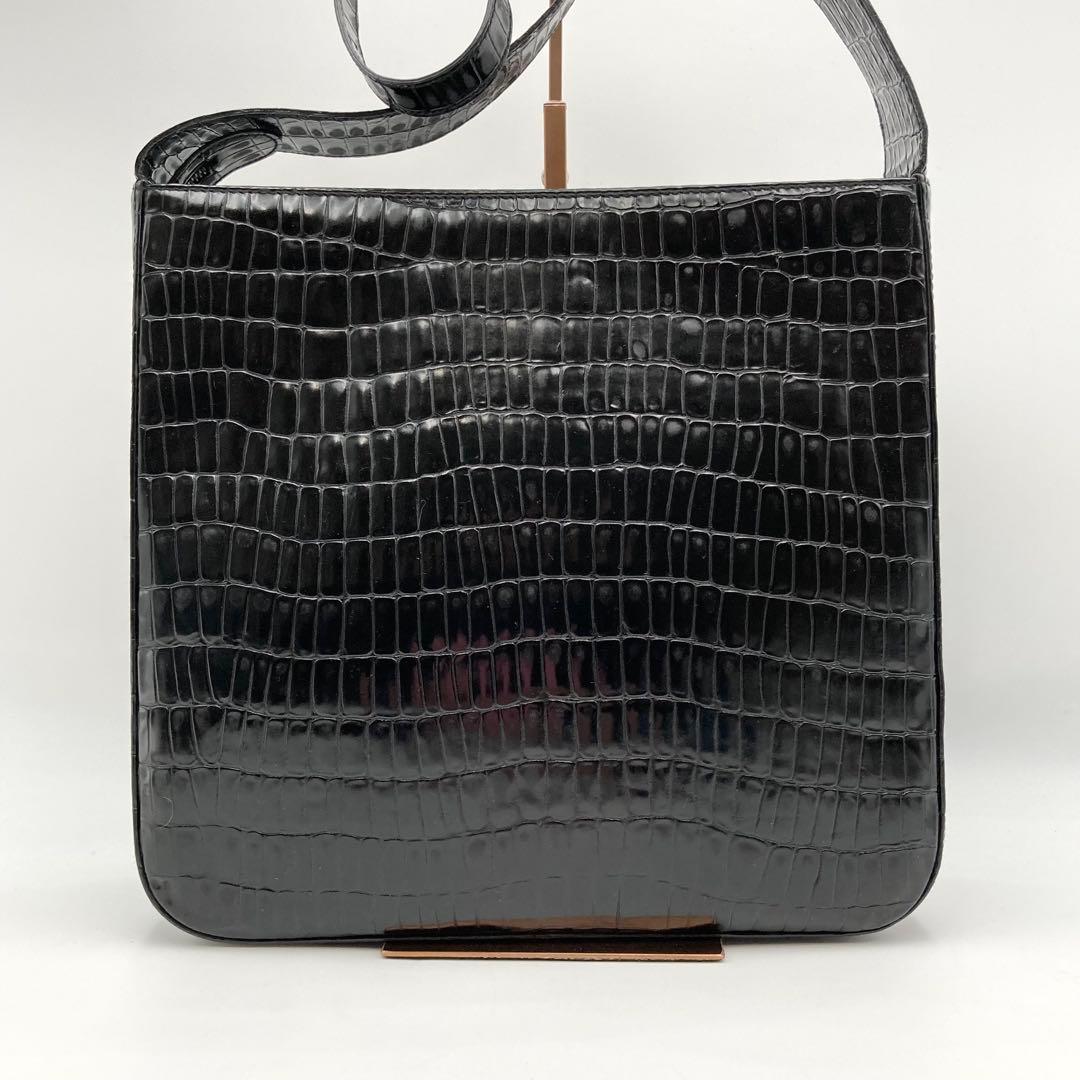 BM✨ サルヴァトーレフェラガモ ガンチーニ ショルダーバッグ 黒 クロコ