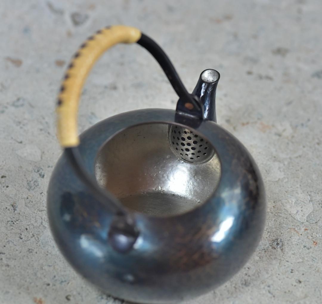 玉川堂　紫金色急須　鎚起銅器、共箱/茶道具