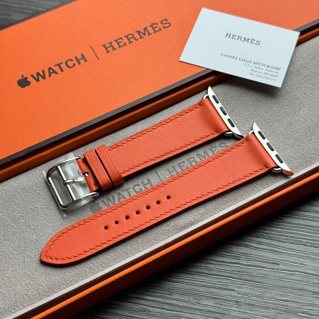 2584 未使用　Apple Watch エルメス　オレンジ　レザー　バンド