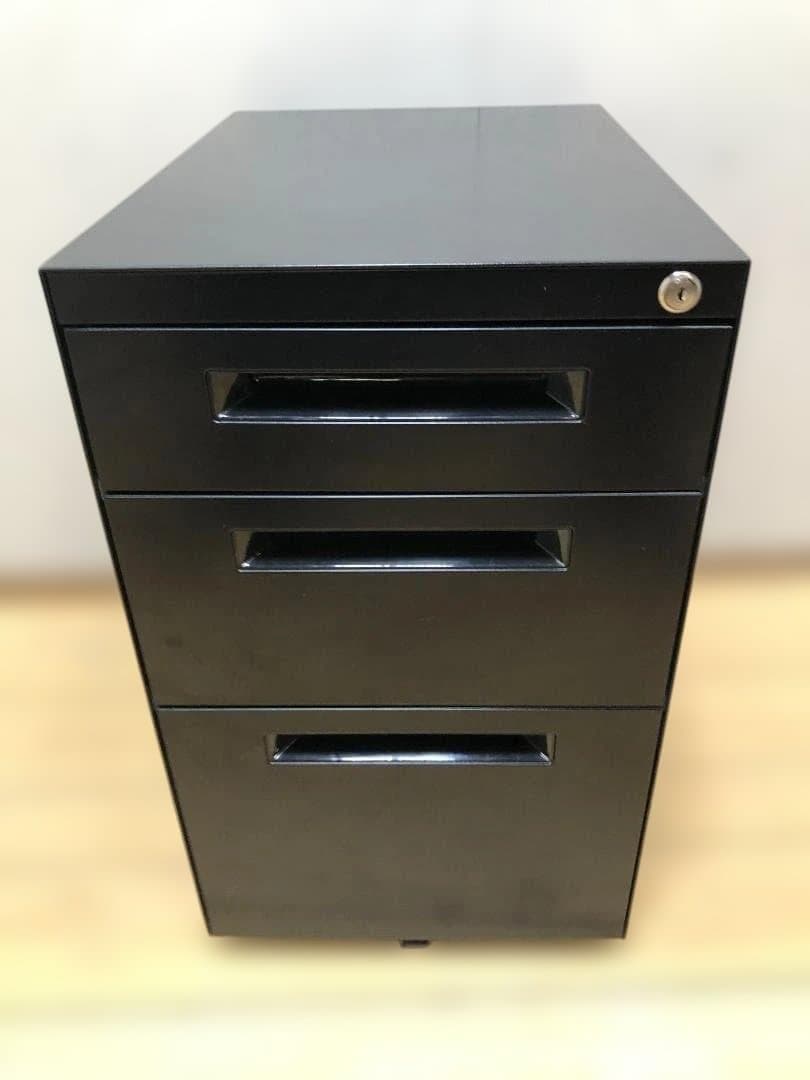 送料無料 【美品】NAIKI 鍵付きスチールワゴン 3段 　250720-5