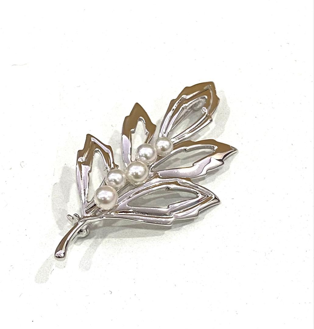 カトタン様 ミキモト リーフ パールブローチ
