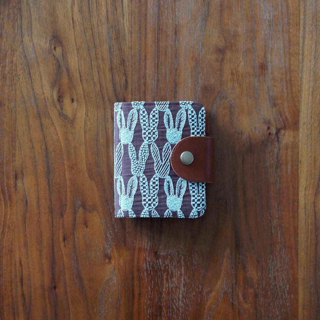 ミナペルホネン　ポンピア　ブラウン×ライトブルー　ミニ5システム手帳