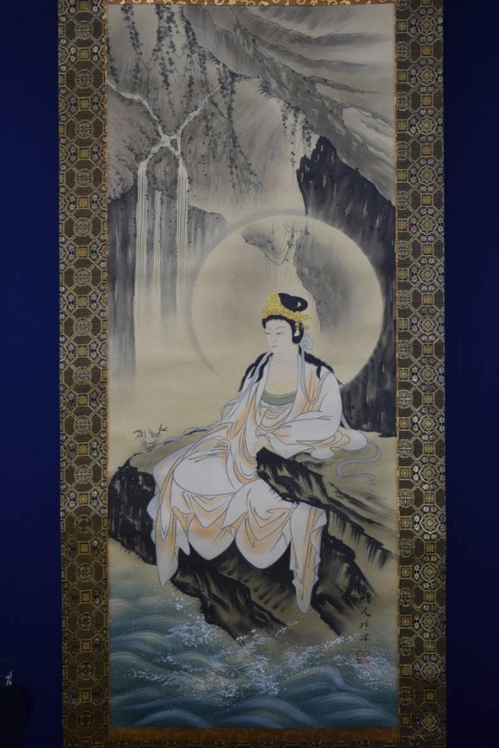 真作/太田煌人/厳上観音/桐共箱付/布袋屋掛軸HF-11