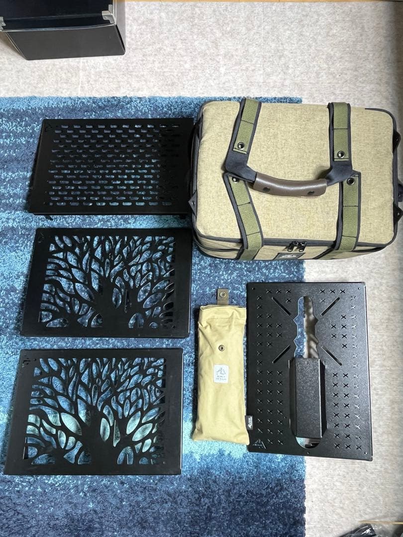 ブラックデザイン　アイアンプレート&ストレージバッグ　セット