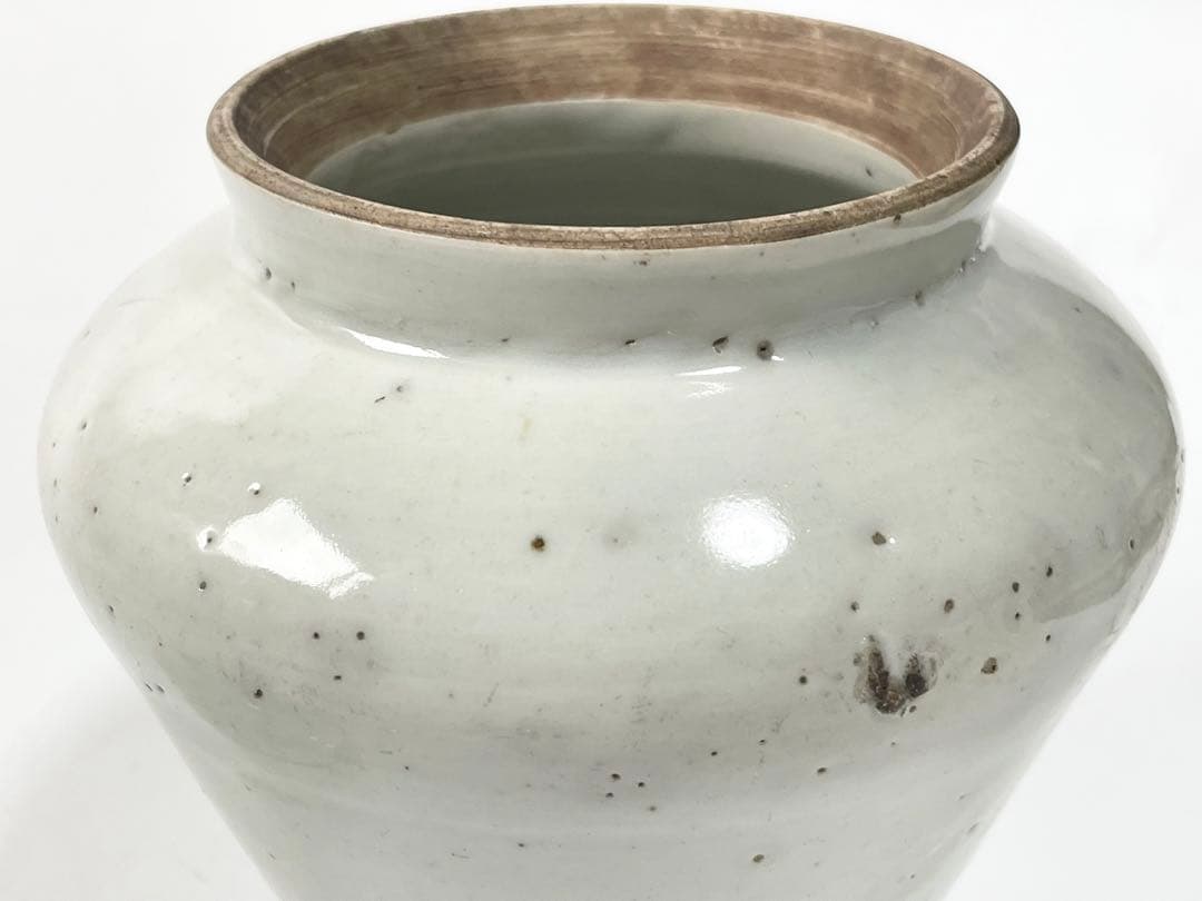 骨董　アンティーク　白磁　有蓋壺　沈香壺　古伊万里　白磁　李朝　蓋付壺