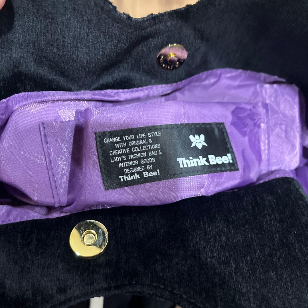 シンクビー Think Bee! バッグ ハンドバッグ 花柄 ブラック カバン