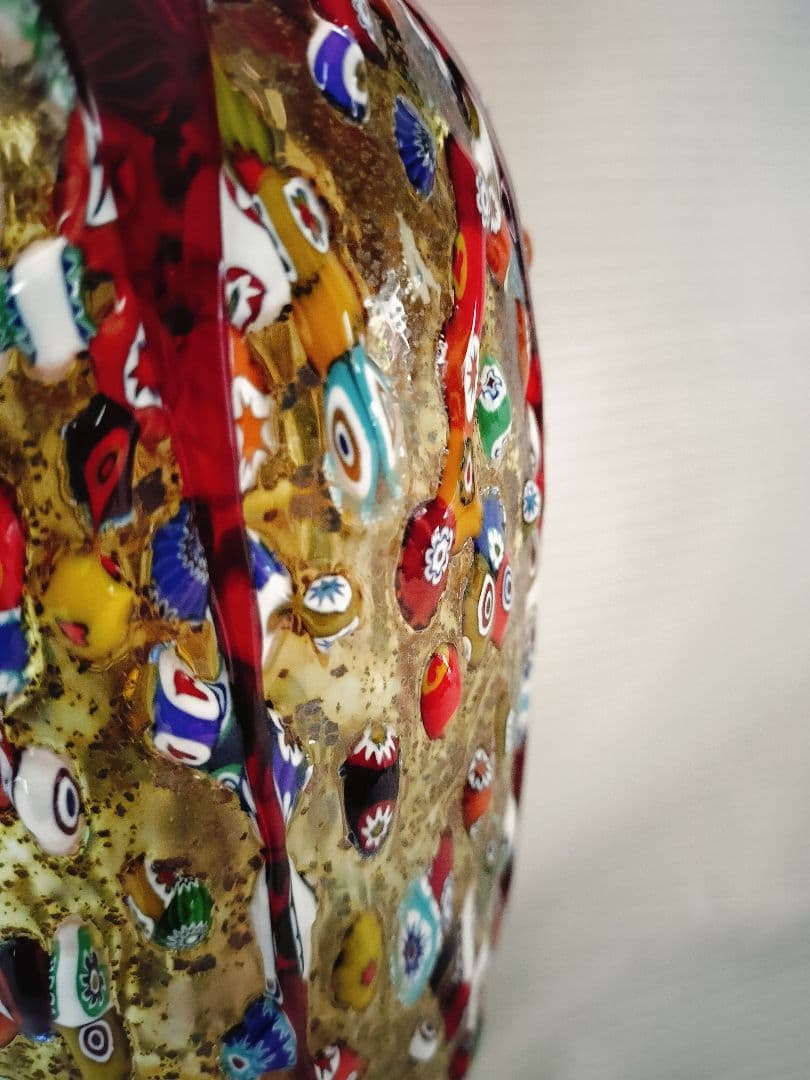 値下MURANO ムラノガラス★約26cm　花瓶　花生 イタリア ミルフィオリ①