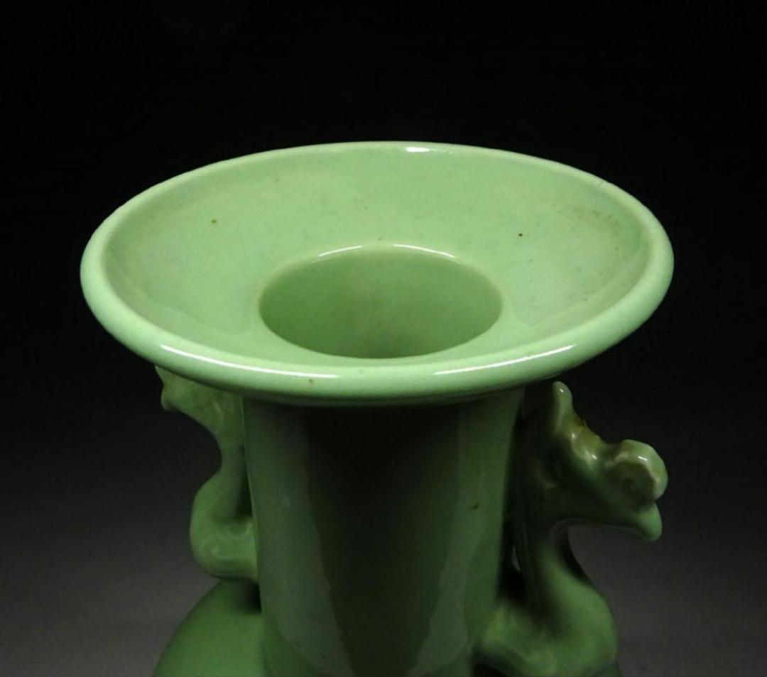 中国古玩 青磁 双耳 花瓶 高約30cm 唐物 時代物 t92559