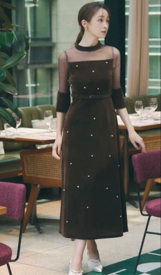 ダズリン　藤井サチコラボ　パールビジューベロアナロードレス