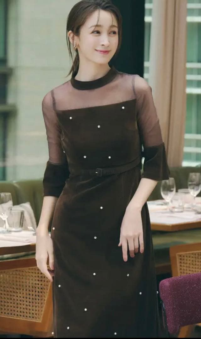 ダズリン　藤井サチコラボ　パールビジューベロアナロードレス