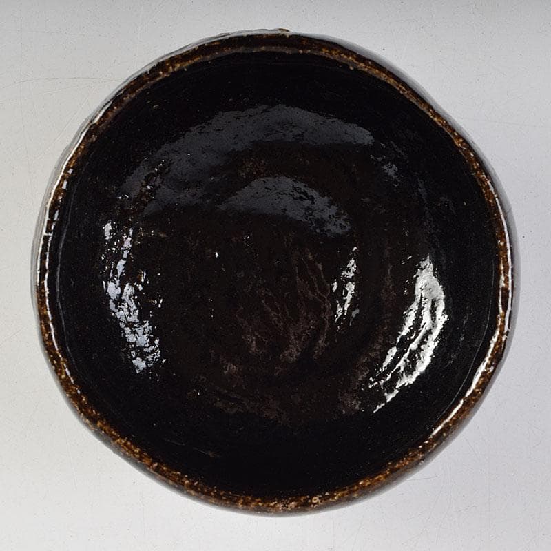 茶道具　楽吉左衛門作　鳳凰文　黒楽茶碗　共箱　M　R9451