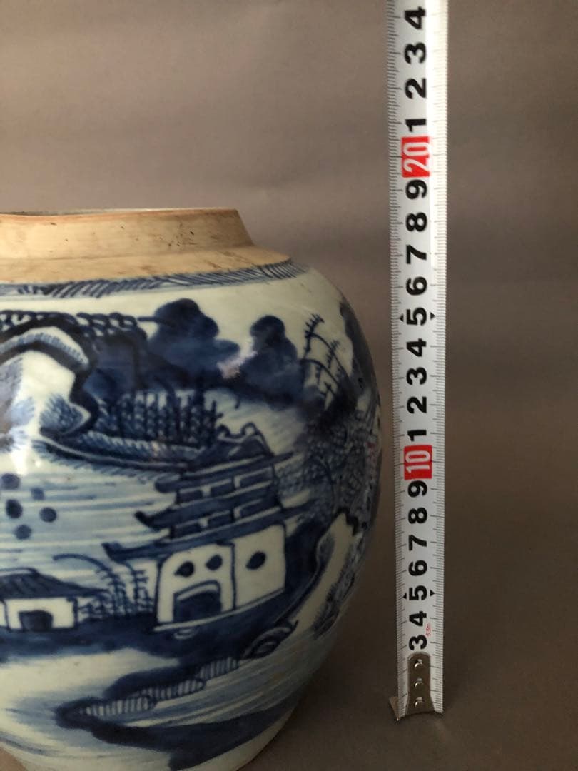 中国骨董　陶器　青花紋　壺　清朝　1985年香港スタンレーにて購入