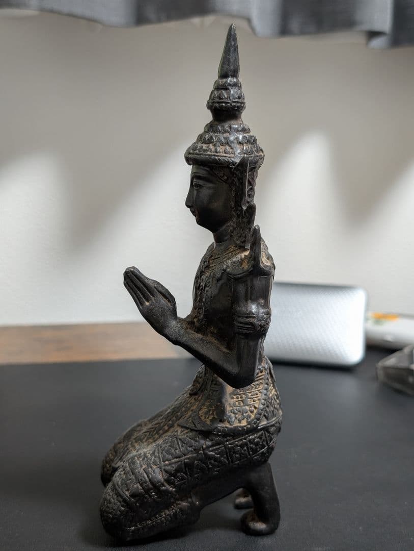 Myanmar 金属製仏像風彫刻 約22cm