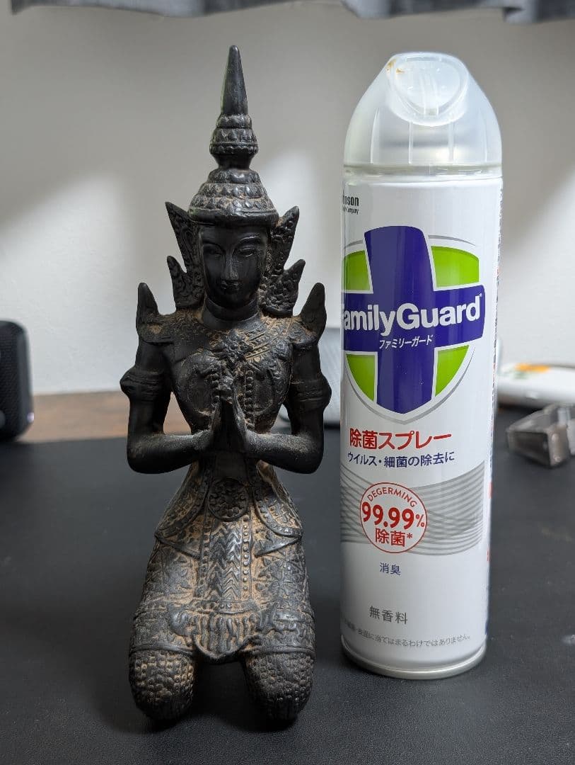 Myanmar 金属製仏像風彫刻 約22cm