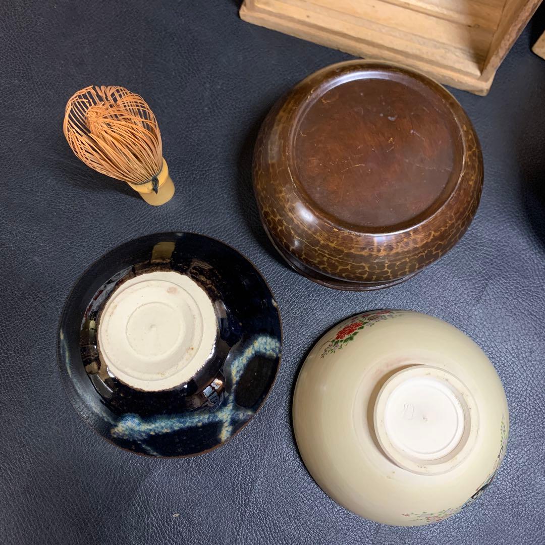 茶箱　短冊　茶道具セット　歴史　古物　茶碗　水差し　茶灼　銘有　棗