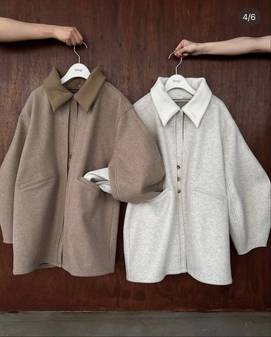 ジャケット・アウター lawgy/2way neck front double point coat