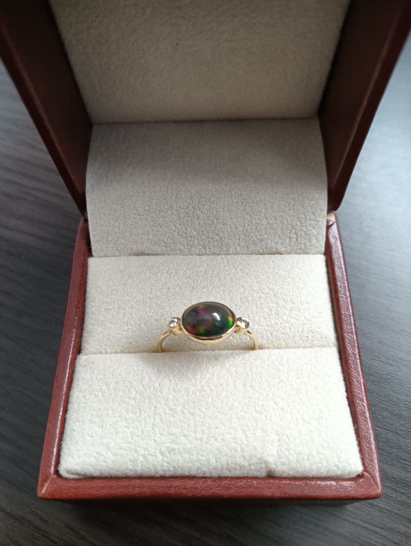 ブラックオパール ダイヤモンドリング ９号