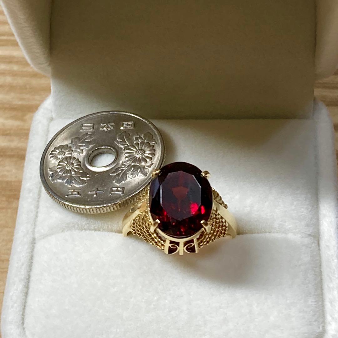 K18イエローゴールド ガーネットリング