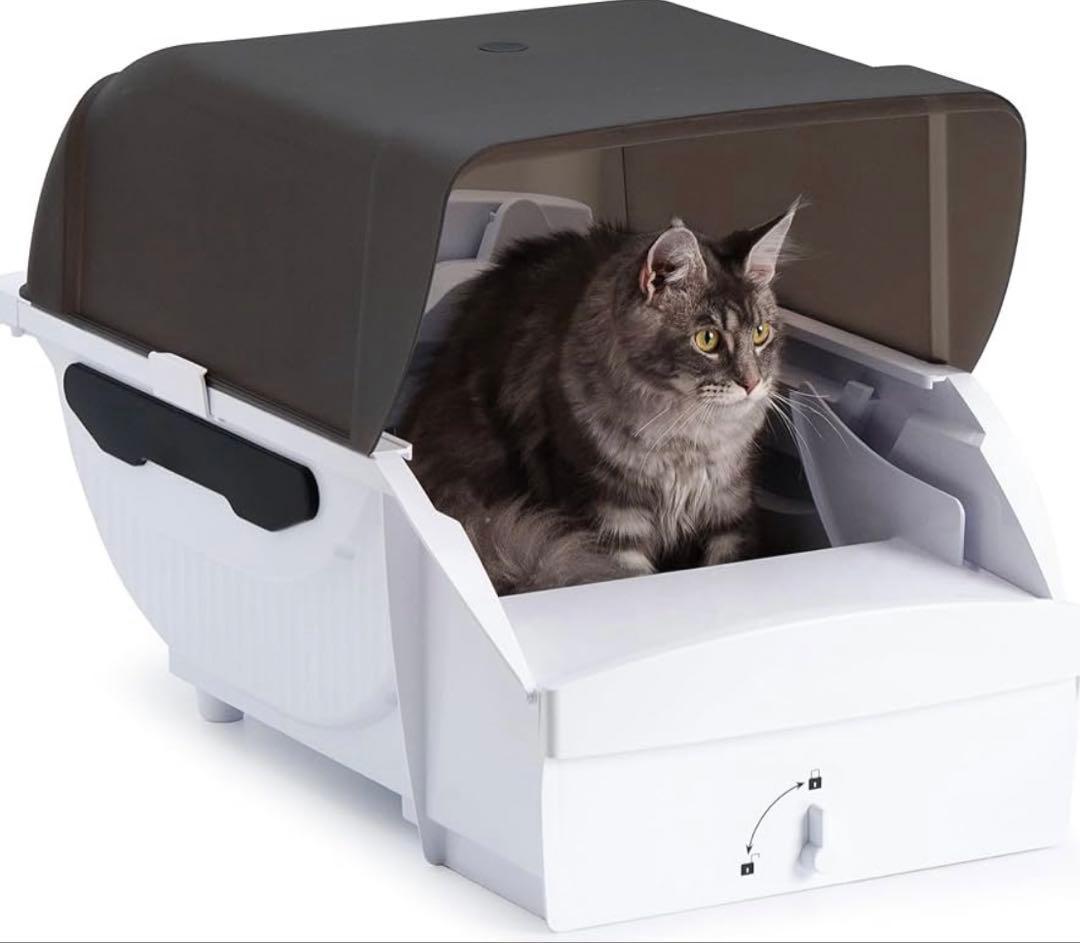 猫 トイレ 自動 大型:全自動 大型猫用 多頭飼い静音設計 自動清掃 屋根付き