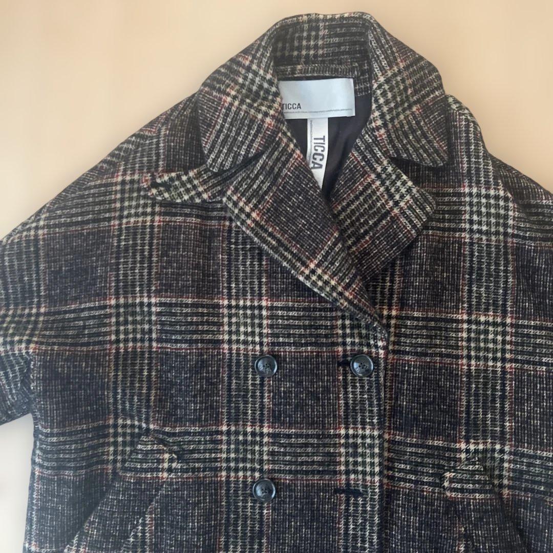 TICCA チェック柄 ダブルコート　チェスターコート
