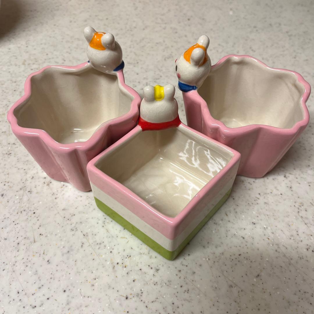 ウサギキャラクター付き食器セット 3個 デザートカップ