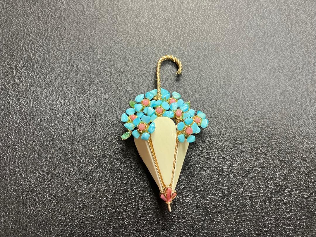 ヴィンテージ　スワボダ　Swoboda　ブローチ　傘　アンブレラ　フラワー