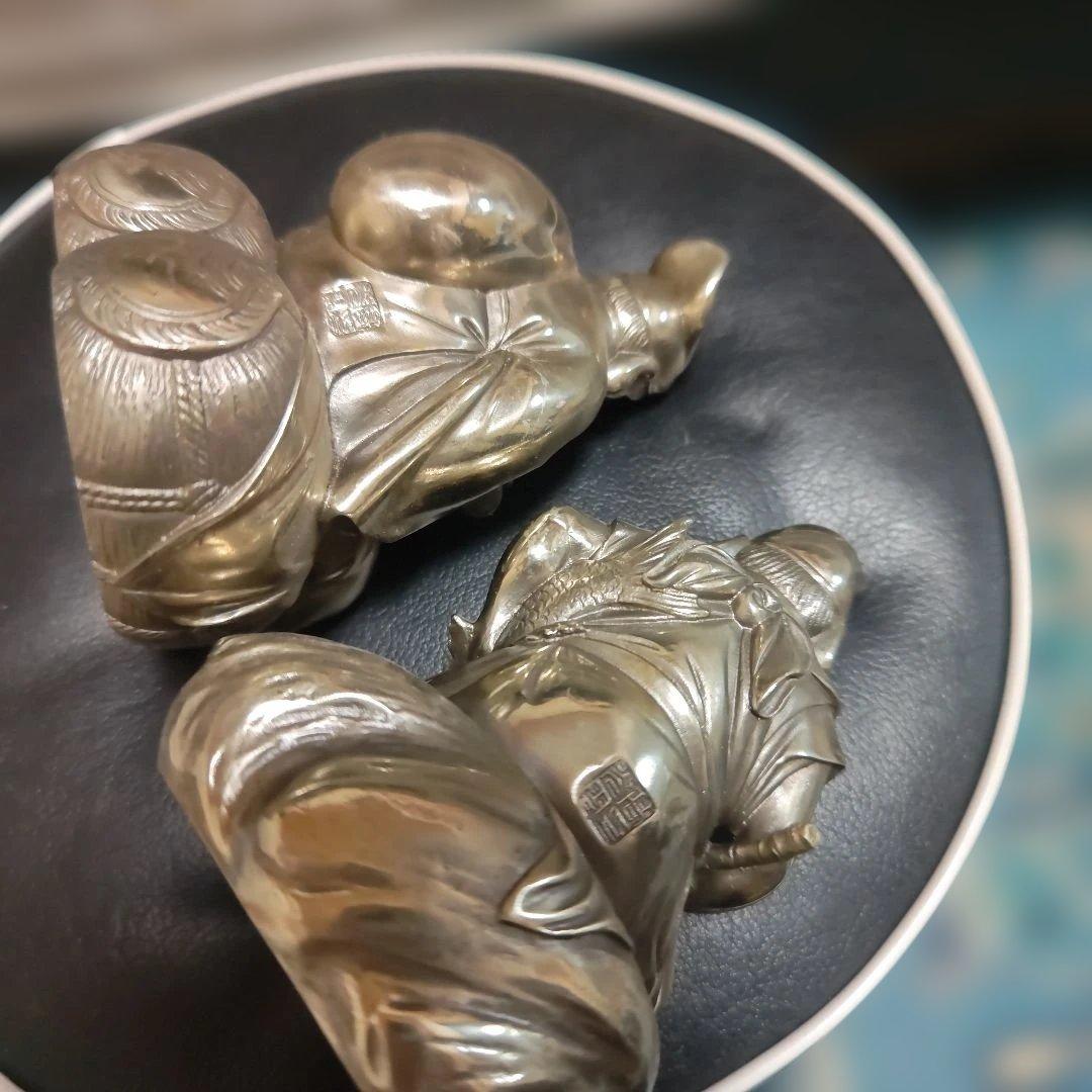 洋銀製 恵比寿大黒天像