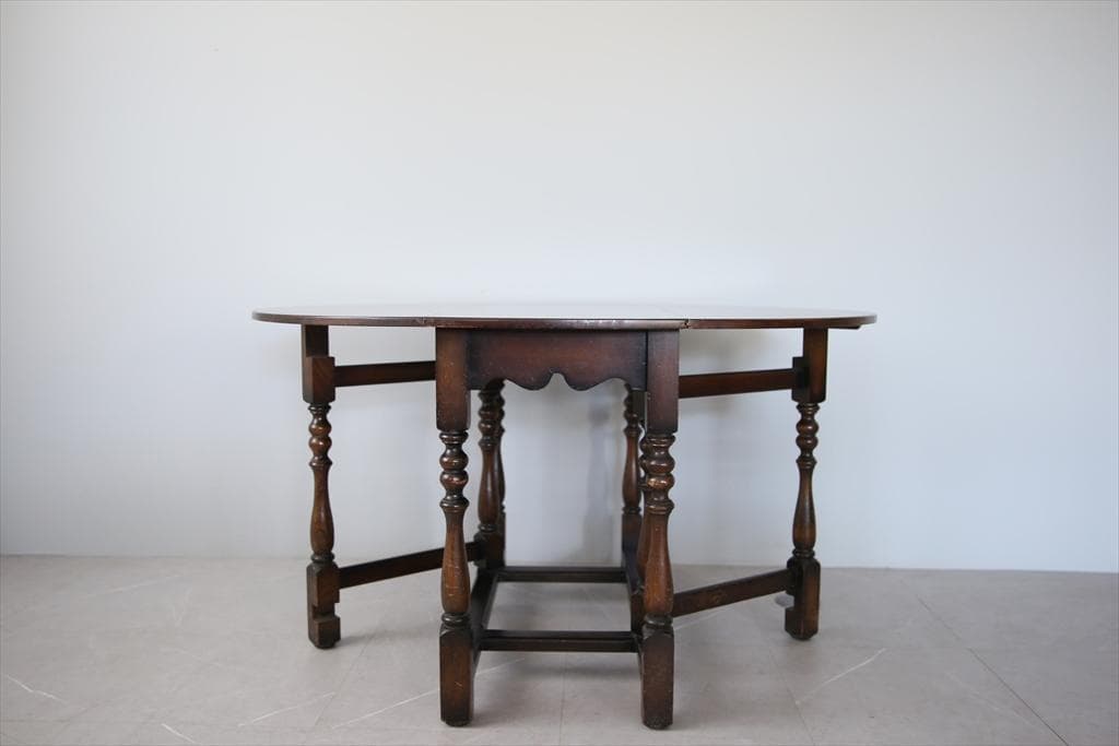 英国アンティーク木製ゲートレッグテーブル/ダイニング机バタフライ(87-235)