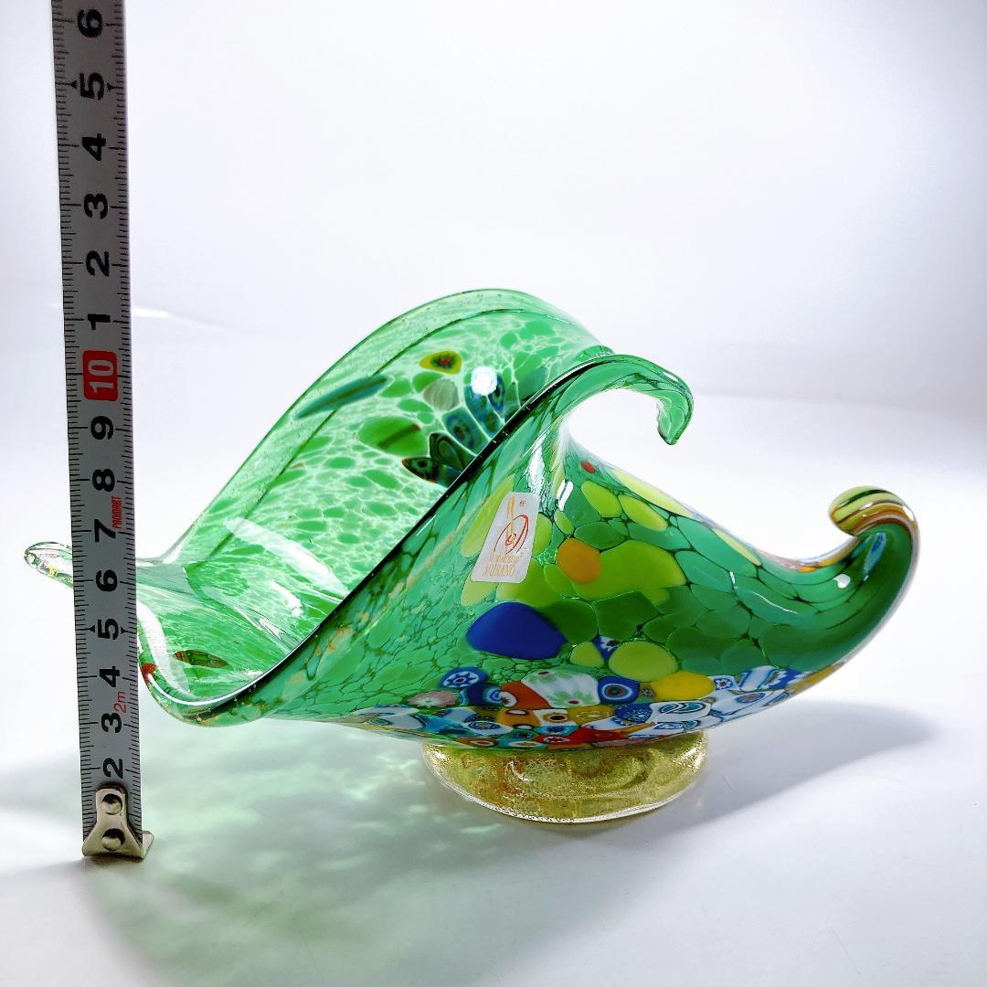 【希少】ムラノ ミルフィオリ シェル モチーフ オブジェ　ムラーノ|1498|☆